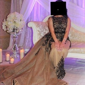 Evening gown with detachable skirt